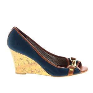 Tommy Hilfiger Navy Cork Wedges Size 9
